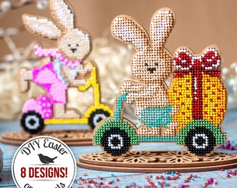 DIY Easter Rabbit Ornaments Beadwork Kits, Easter Ornaments Bead Embroidery Kits, Easter Bunny Figurine, Easter Home Decor, DIY Easter Gift