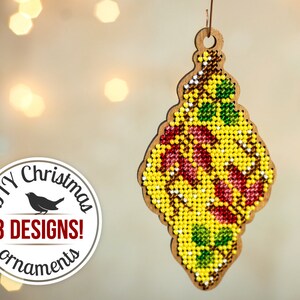 Embroidered ornament craft kit for adults, handmade ornament needlework kit, beaded Xmas tree ornament, DIY Christmas gift, FLK-147