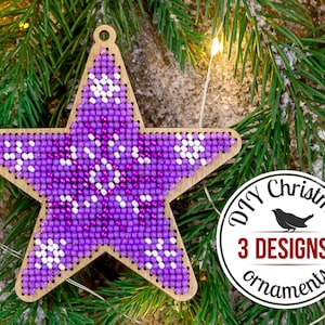 Star Christmas Ornament DIY Kit, Xmas Tree Ornament Bead Embroidery Set, Beadwork Patroon voor DIY Christmas Gift, Winter Home Decor
