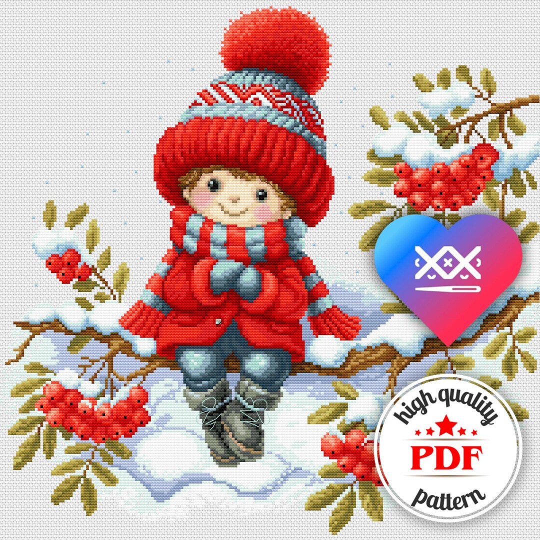 PDF Christmas Elf Embroidery Design — Winter Fairy Cross Stitch Pattern ...