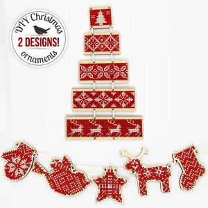 DIY Christmas Hanging Ornaments Cross Stitch Kits, Winter Holidays Home Decor in Scandinavian Style, Xmas Embroidery Set, Christmas Mom Gift
