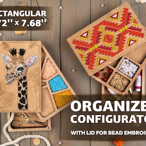Organizer per ricamo rettangolare con coperchio per ricamo di perline, strumento per conservare le perline, scatola per la creazione di gioielli, crea il tuo contenitore di perline di semi