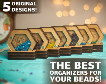 Wooden Bead Storage Organizers on the Plywood Stand. 5 different designs!