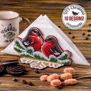 Porta tovaglioli di Natale Kit di ricamo con perline, set di ricamo con perline, decorazioni natalizie fai da te, regalo di Natale per la mamma, decorazioni invernali per la casa