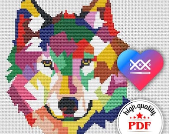 Wolf Cross Stitch Pattern, Wolf Embroidery Design, Wild Animal Portrait, Woodland Home Decor, Wolf Embroidery Chart, Animal Lover Gift