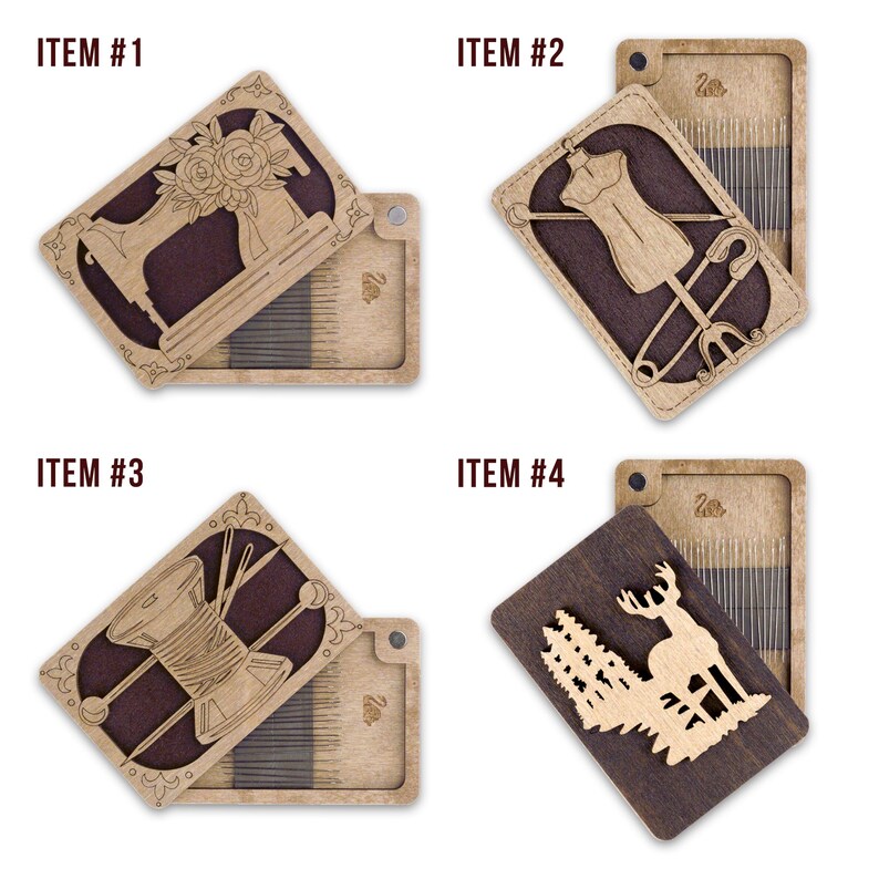 Wooden Sewing Needle Holder — Magnetic Embroidery Pin Case image 2