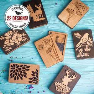 Estojo de madeira para agulhas — Organizador magnético para costura — Caixa organizadora para materiais de artesanato