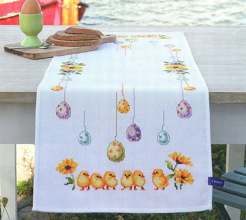 Embroidery tablecloth DIY kit Easter table runner cross Etsy