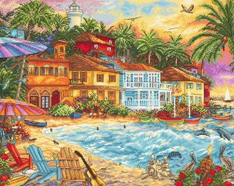 Island Dreams: Cross Stitch Set for Your Vacation. Premium Quality Cross Stitch Kit