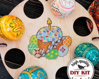 DIY Easter Egg Holder Cross Stitch Kit, Handmade Easter Egg Rack, Easter Embroidery Kit, Easter Home Decor, Easter Table Decor, DIY Mom Gift