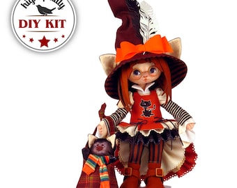 DIY Herbst Fee Interieur Puppe Kit, Stoffpuppe Nähzeug, Tochter Geschenk, handgemachtes Spielzeug Set, Halloween Dekoration, DIY Puppendekoration