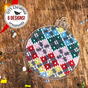 DIY Christmas Ball Ornaments, Bead Embroidery Kit, Christmas Tree Decoration, Winter Home Decor in Scandinavian Style, Gift for Crafter