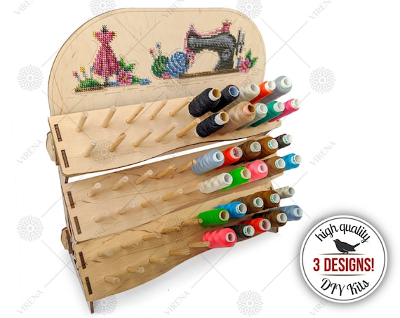 DIY spool thread holder, floss rack spool stand for sewing & embroidery, make your own organizer