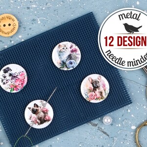 Small needle minder, magnetic metal needle keeper, needle nanny, sewing pin holder, embroidery accessories, cross stitch tools