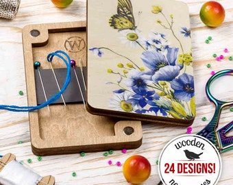 Magnetic Needle Holder, Wooden Needle Case, Sewing Holder, Embroidery Storage Tool, Wooden Needle Box, Craft Supplies, Gift for Crafter
