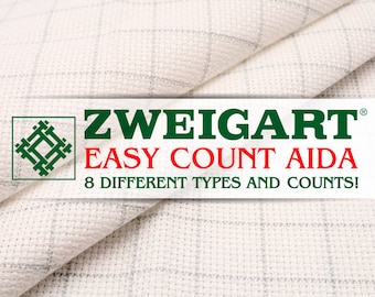 Zweigart Easy Count Grid Embroidery Canvas, Aida Cross Stitch fabric, Fabric for Needleworks 14, 16, 18, 20, 25, 28, 32 counts