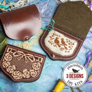 DIY-speldenkussenset, borduurset leren naaldetui, handgemaakt cadeau voor moeder