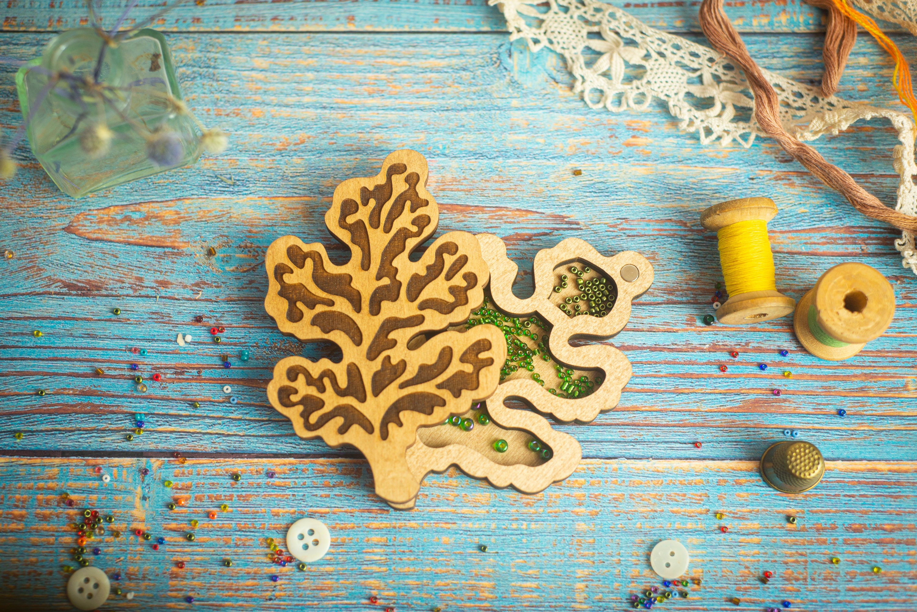 Seed bead sorting tray with lid Wood bead organizer Beading Etsy