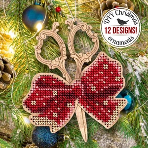 DIY Christmas Ornaments, Xmas Tree Decorations in Form of Crafting Accessories, Winter Home Decor, Bead Embroidery Kit, Crafter Gift