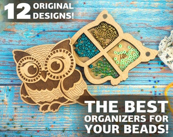 Wooden bead organizer for jewelry making and bead embroidery, Seed bead sorting tray with lid, Beading board