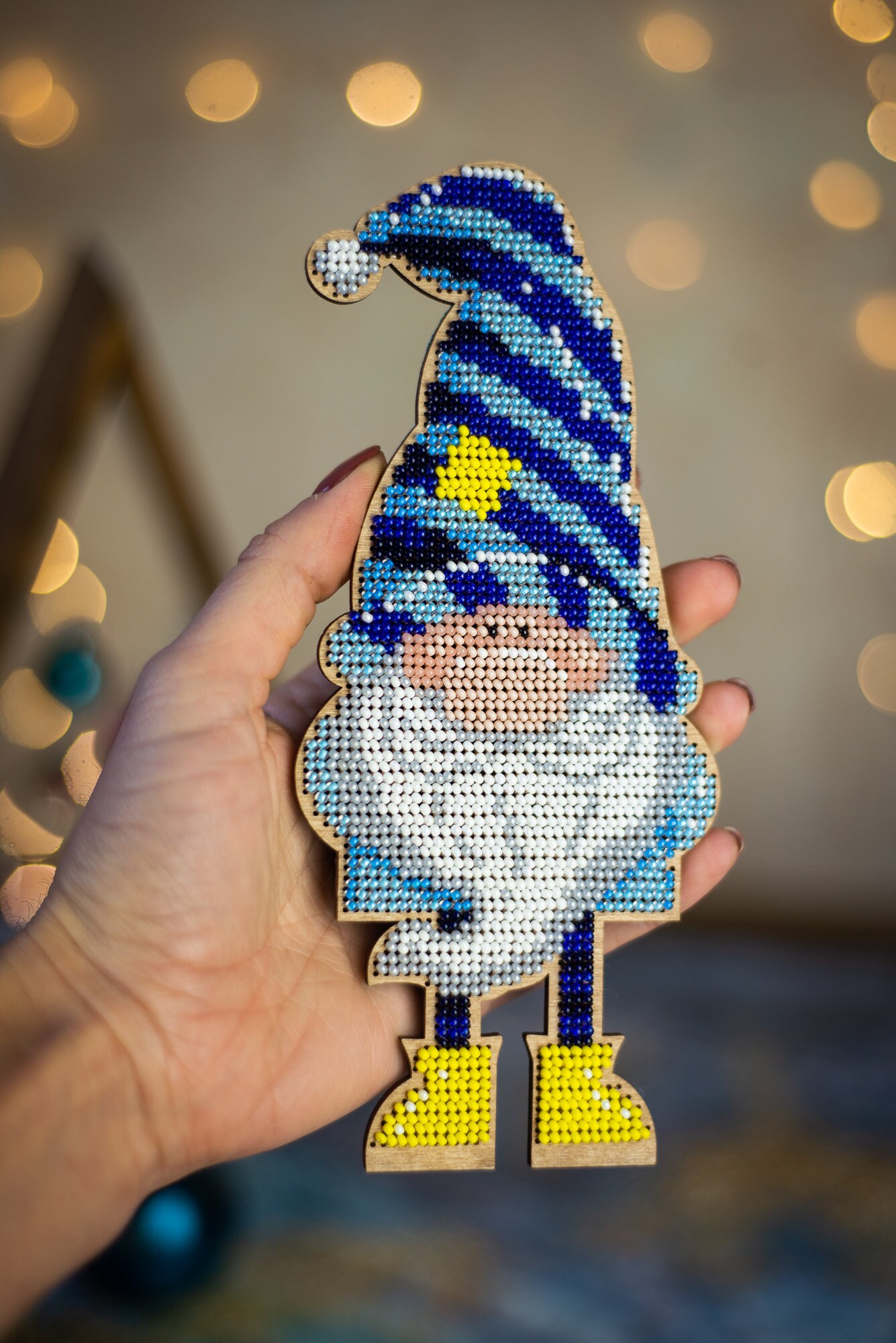 Gnome bead embroidery kit with a plywood base FLK208 Etsy