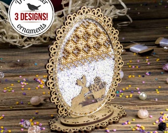 DIY Easter Ornaments Beadwork Kit, Easter Egg Bead Embroidery Kit, Beaded Easter Decor, DIY Easter Table Decor, Gift for Crafter, Mom Gift