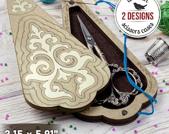 Personalized Scissors Case, Wooden Scissors Holder for Cross Stitch and Sewing, Scissors Storage with Magnet Lid, Gift for Crafter