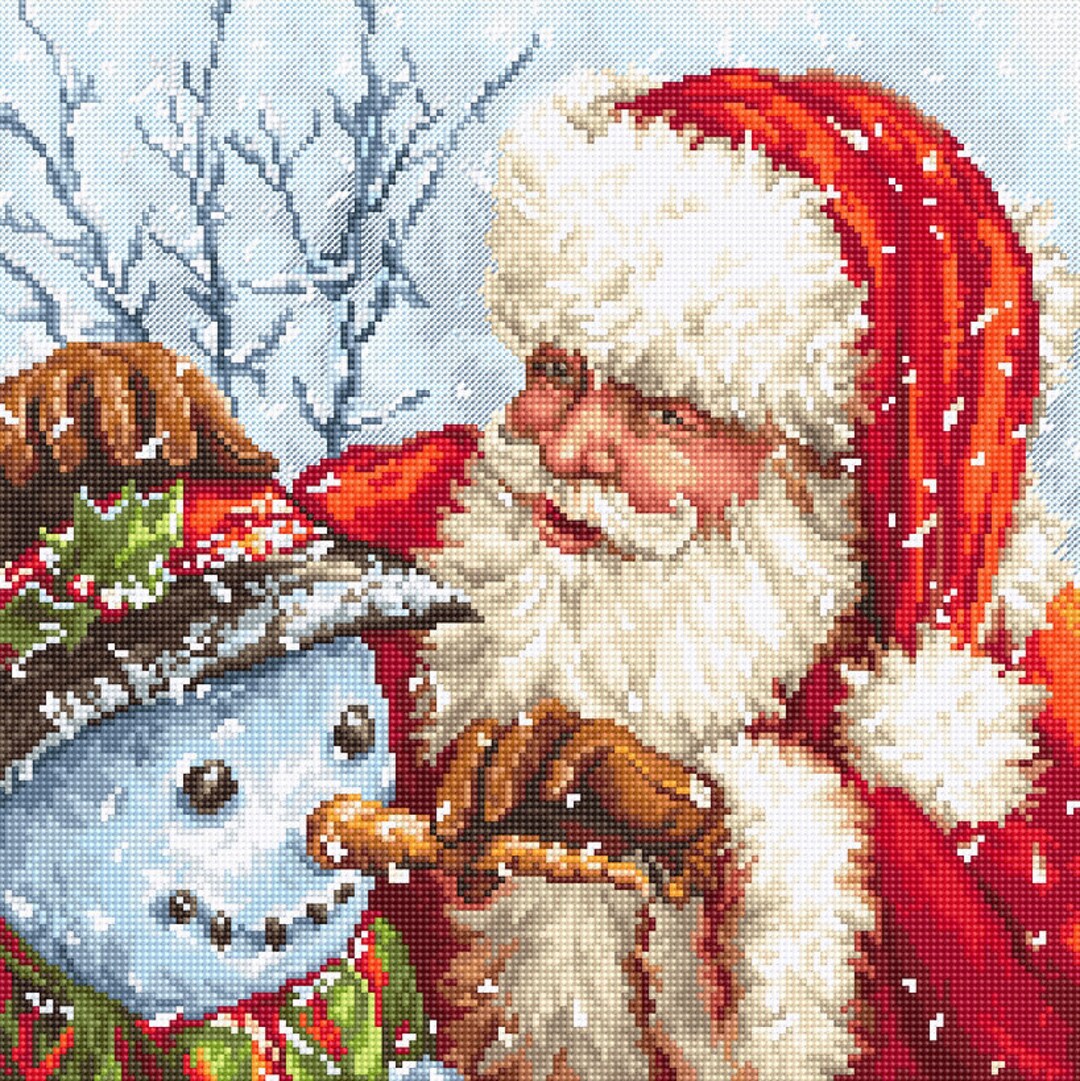 Kit de punto de cruz, Papá Noel, patinaje, Navidad, Awesocrafts patrones  fáciles, kit de bordado de punto de cruz, suministros de regalos de  Navidad