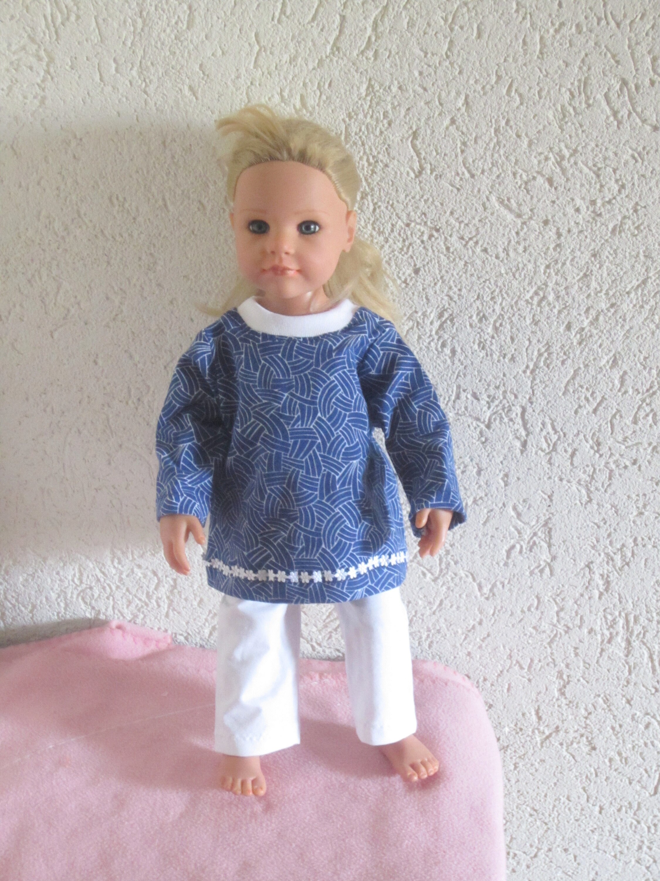 ohne Puppe Haarreif 1129 46-50 cm Steh-Puppe Puppenkleidung hellblau 