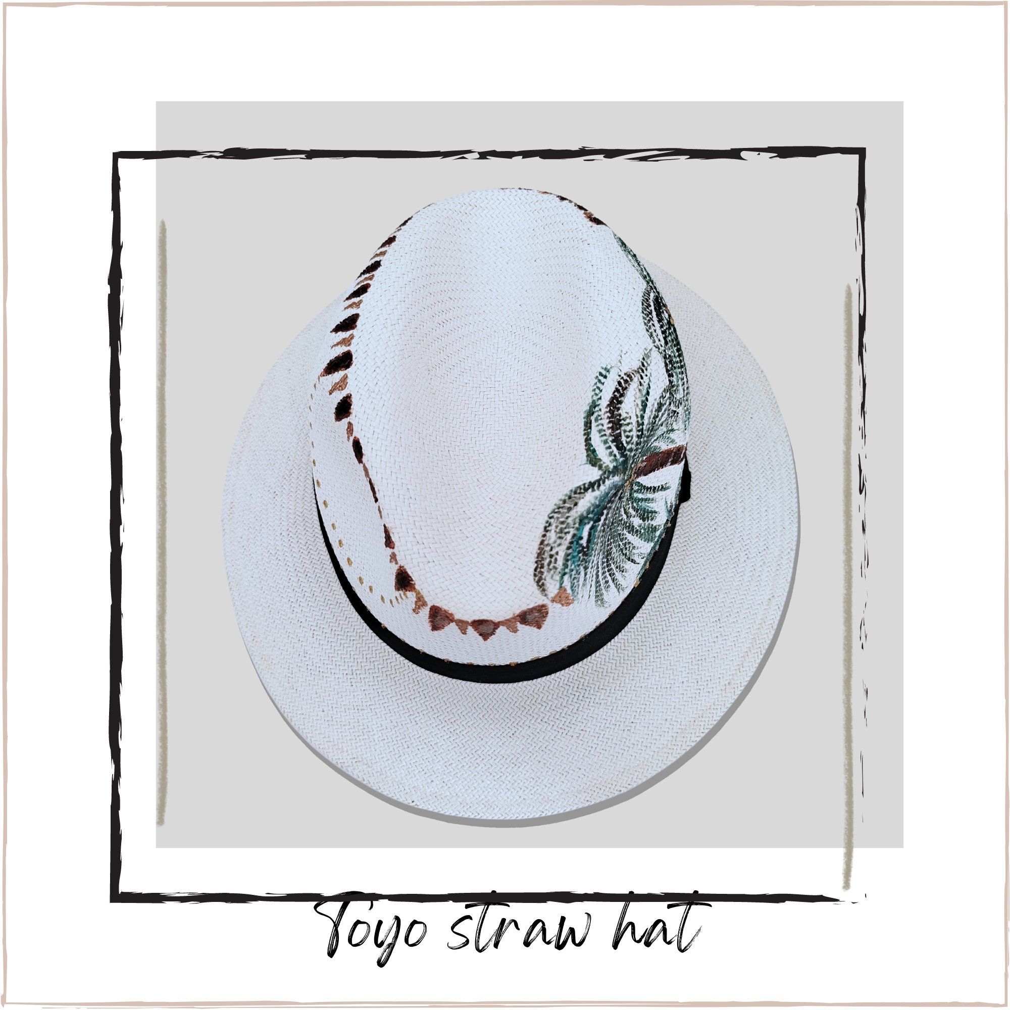 Hand-painted Palm Tree Panama Hat: Beach Wedding Straw Hat  display picture 1