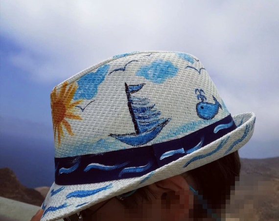 Kids Summer Hat, Hand-painted Boy and Girl Hat, 'sailing Boat UPF 50, Greek  Islands & Sailing Boat, Hat for Toddler, Beach Summer Hat 