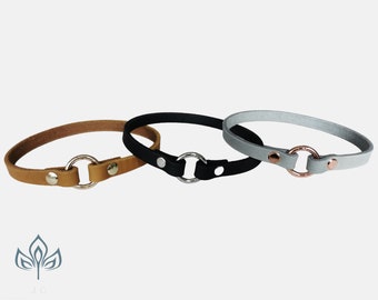 Hundehalsband handgefertigt aus Leder, klassisches Halsband Hund Fettleder, Hundezubehör, passend für Hundemarken, Hundekragen