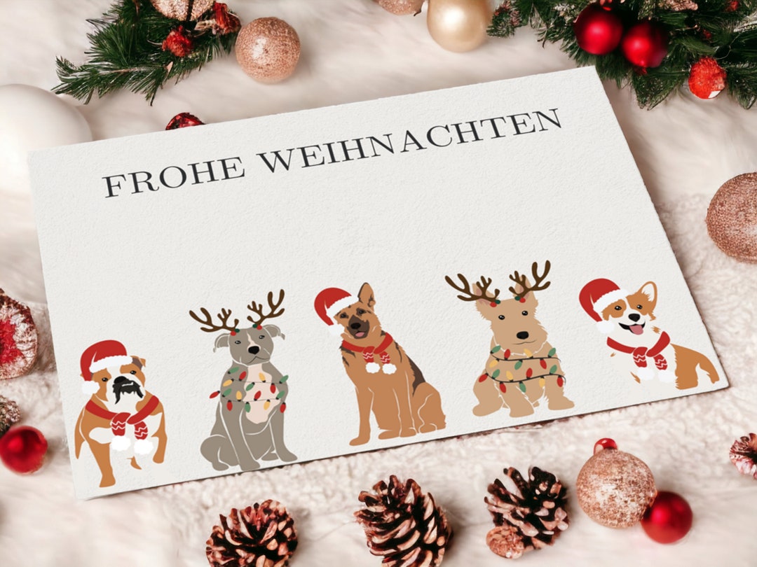 Weihnachtskarte Frohe Weihnachten Hunde Weihnachten Etsy.de
