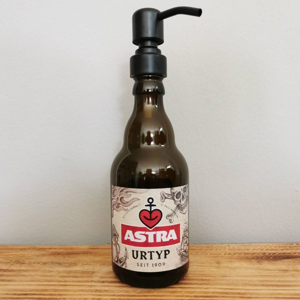 Seifenspender Astra Bierflasche  mit rostfreiem Pumpkopf Edelstahl - Handseife upcycling