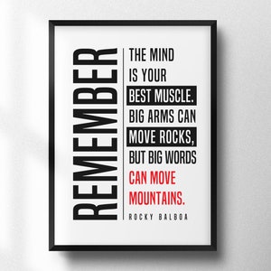 Rocky Balboa poster, Rocky Balboa Quote, Rocky Balboa, Typography art print, Motivational quote print, digital download, red