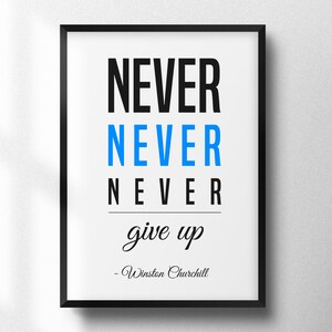 Inspirational printable art, wall art, Motivational quotes, Minimalist Typography Art Print, Winston Churchill phrase