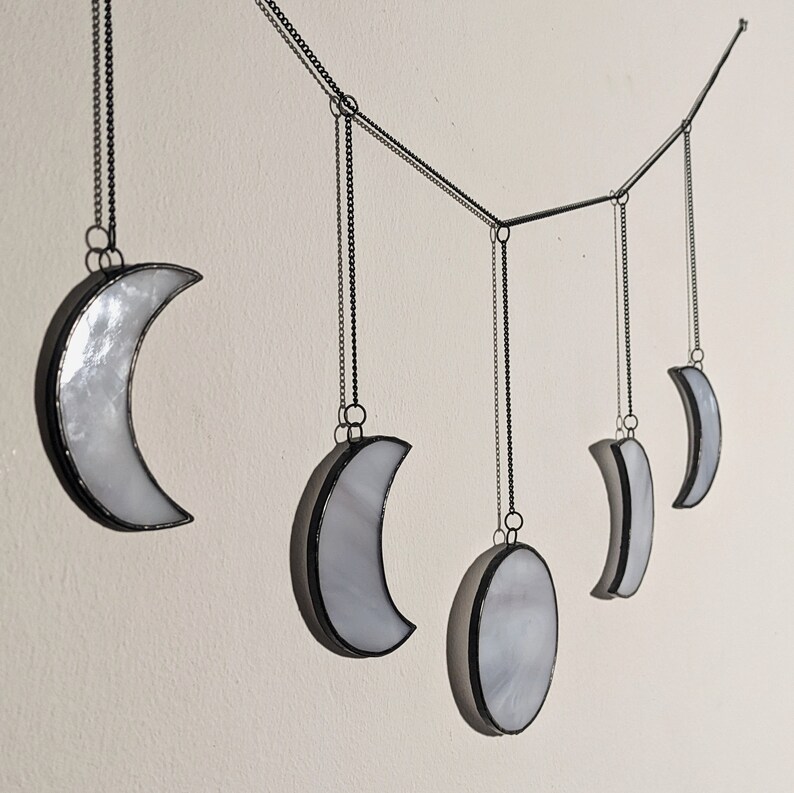 Moon Phases Wall Hanging, Crescent Moon Wall Hanging, Stained Glass