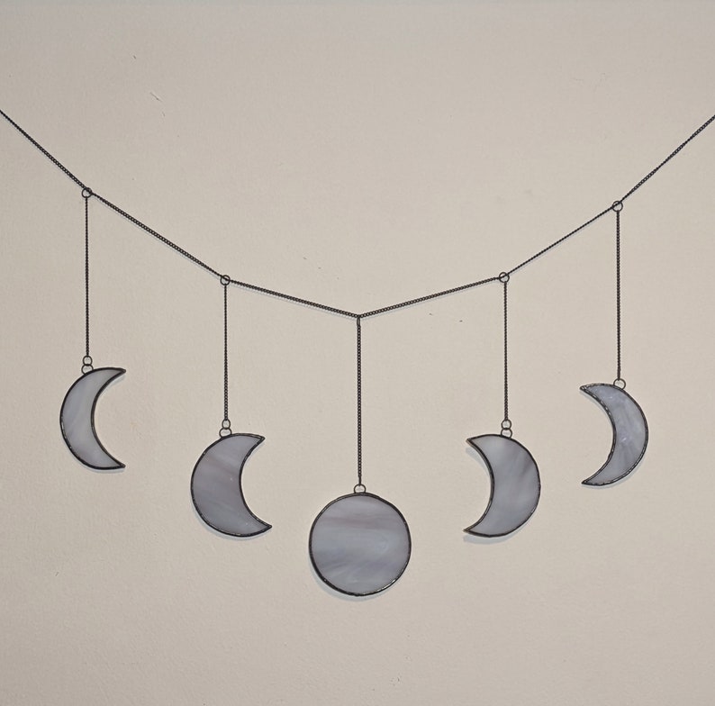 Moon Phases Wall Hanging, Crescent Moon Wall Hanging, Stained Glass