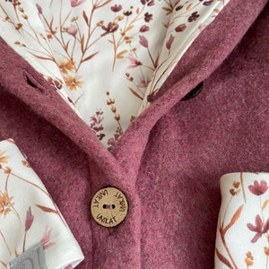 Baby Fleece Anzug Overall aus kuscheliger reiner Bio-Baumwolle Taupe-, Beere-Melange oder Altrosa mit Jersey-Futter Herbst/Winter/Frühjahr afbeelding 2