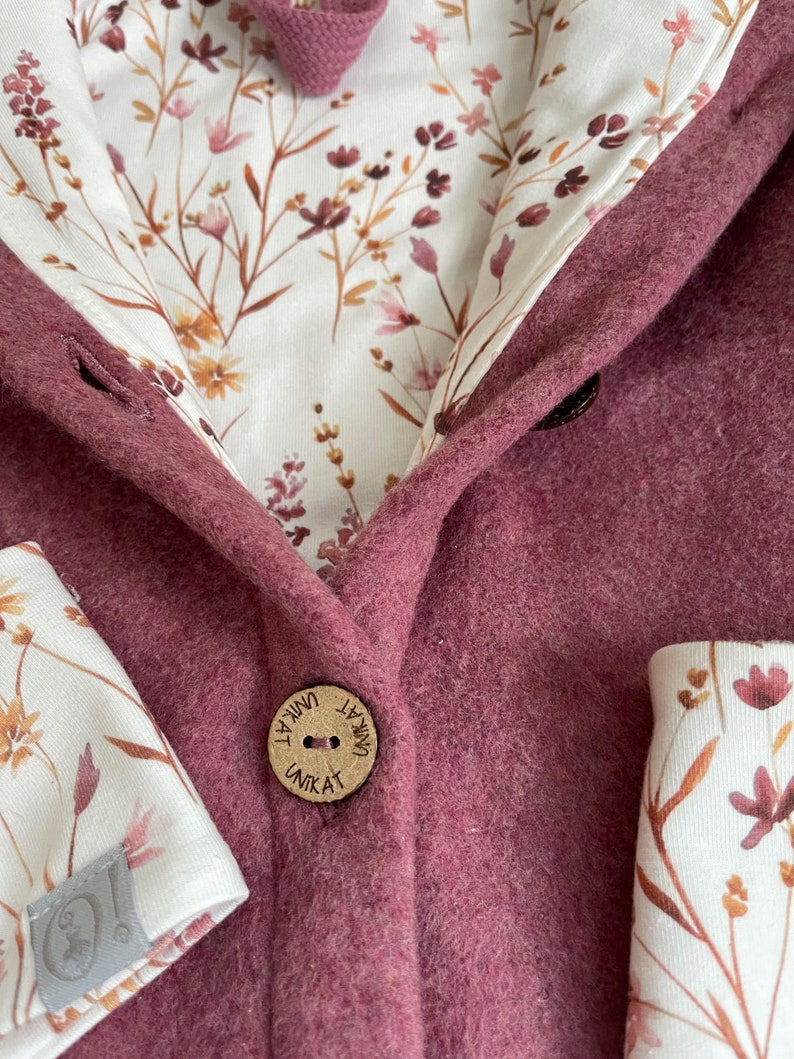 Baby Fleece Anzug Overall aus kuscheliger reiner Bio-Baumwolle Taupe-, Beere-Melange oder Altrosa mit Jersey-Futter Herbst/Winter/Frühjahr afbeelding 2