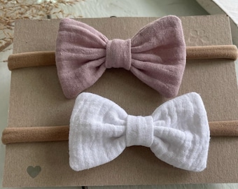 Baby Hair Bow Baby Hairband Muslin Bow