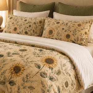 Sunflower Duvet Cover Set 1 – Vintage Botanical Floral Cottagecore Bedding