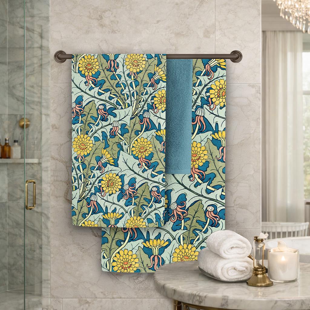 William Morris Dandelion Decorative Bath Towels #3 – Vintage Floral ...