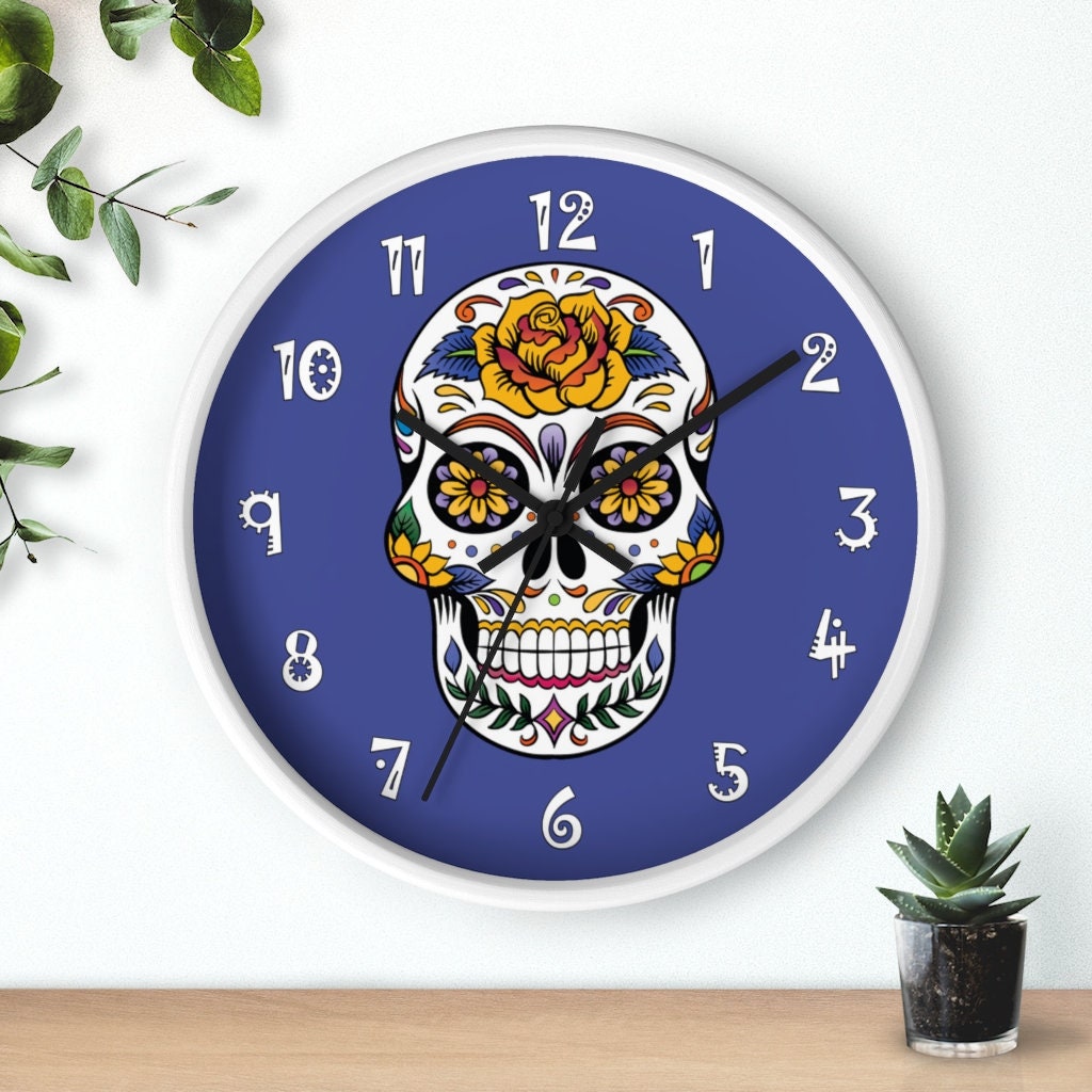 10 Wall clock Sugar Skull 3 Dia de los Muertos Day Etsy