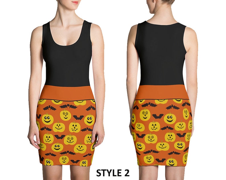 Fun Party Dress Allow 10 days to receive. See Size Chart - last image Halloween Pumpkins Bats Orange Pattern Design