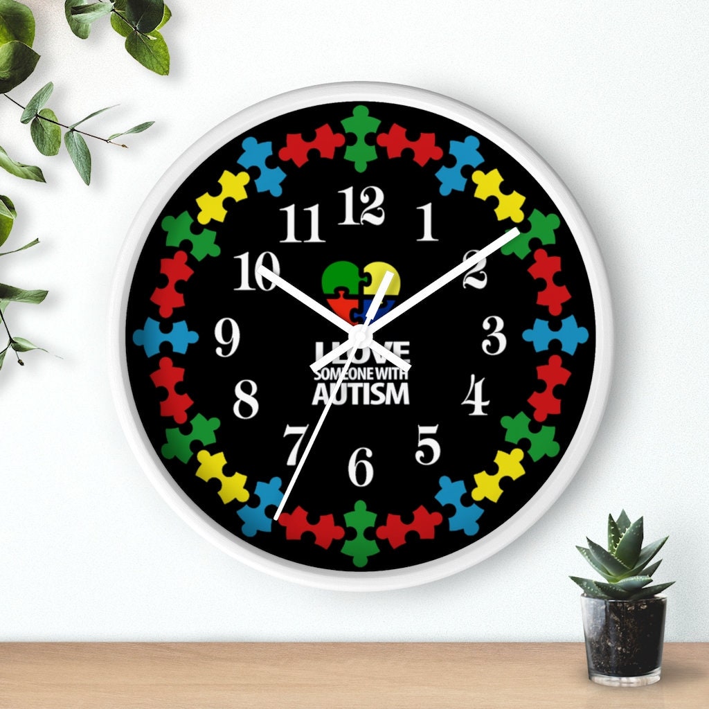 10 Wall Clock Autism 5 Light it up Blue Puzzle Piece Etsy