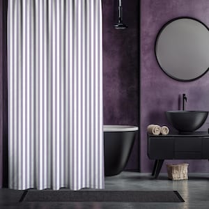 Lavender Striped Shower Curtain #5: Modern Farmhouse Bathroom Decor