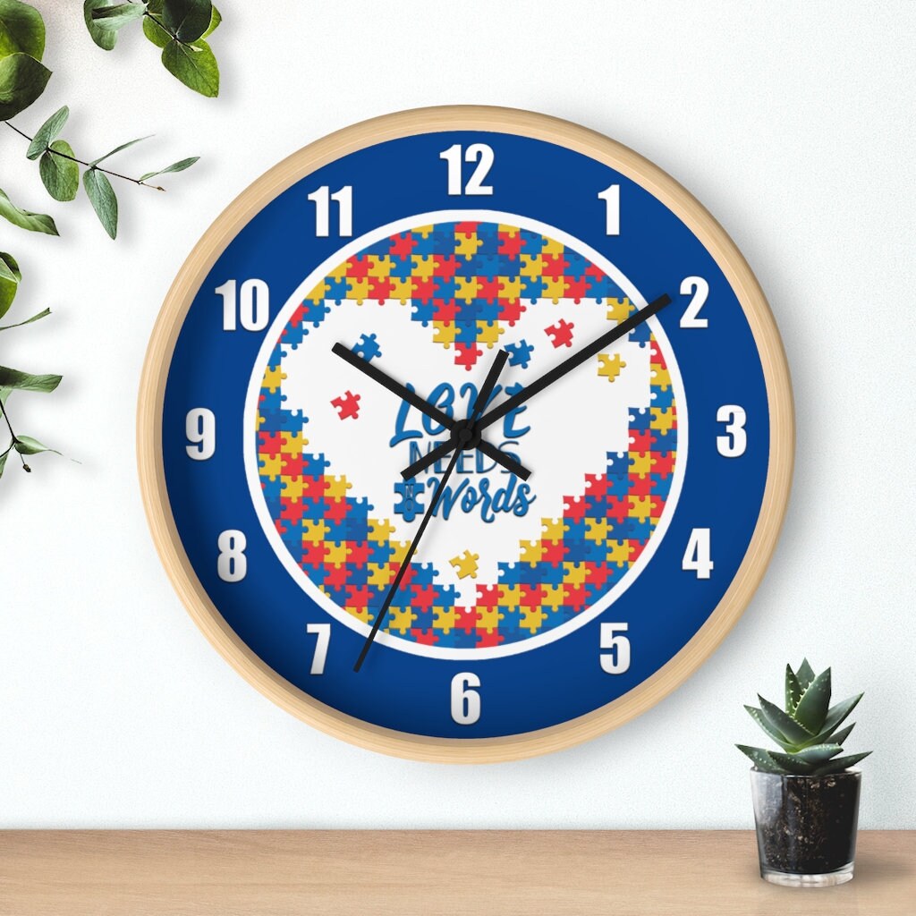 10 Wall Clock Autism 2 Light it up Blue Puzzle Piece Etsy
