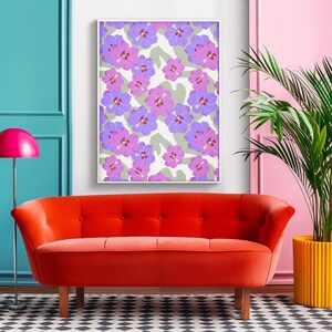 Purple Hibiscus Seamless Pattern | Tropical Floral Digital Download | Lilac Flower Repeat | PNG JPG Transparent