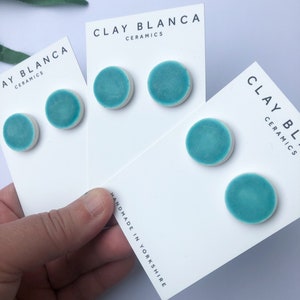 Large turquoise round studs